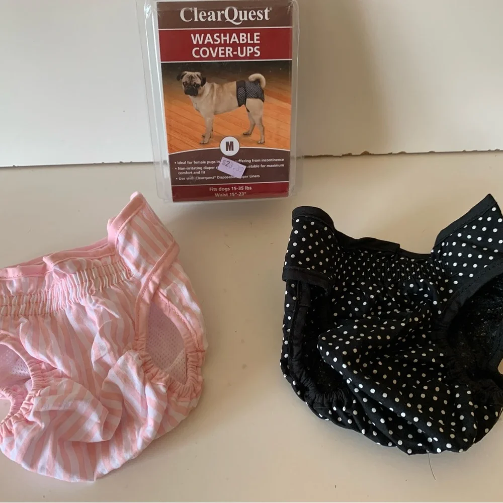 ClearQuest Washable Dog Cover-Ups. Pack of 2 Size Medium but wears like a Small